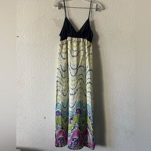Y2K Style Anthropologie Mermaid Ocean Print Silk Maxi Dress Small Fairy Coastal